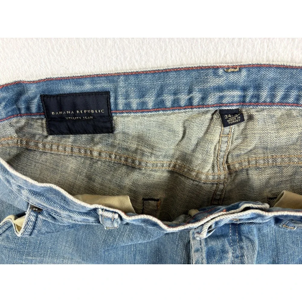 Banana Republic Utility Bootcut Jeans Men 34 Blue Denim Light Wash Everyday Wear